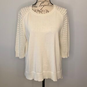 NYDJ short sleeve pointelle sweater white M